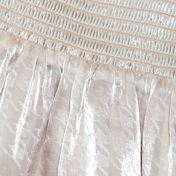 NWT Wayf Shiny Hounstooth Print Satin Smocked Puff-Sleeve Square Neck Mini dress - Picture 5 of 5